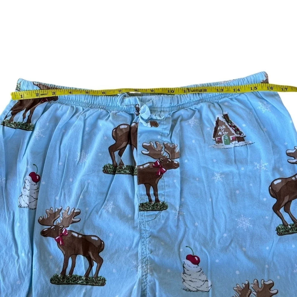 Y2K Nick & Nora Chocolate Moose Whipped Cream Cotton Pajama Set HTF Blue Tag Med